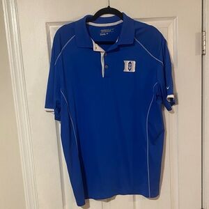 Nike Men's Duke Basketball Blue Polo Collared Golf Shirt w White Accents Large L